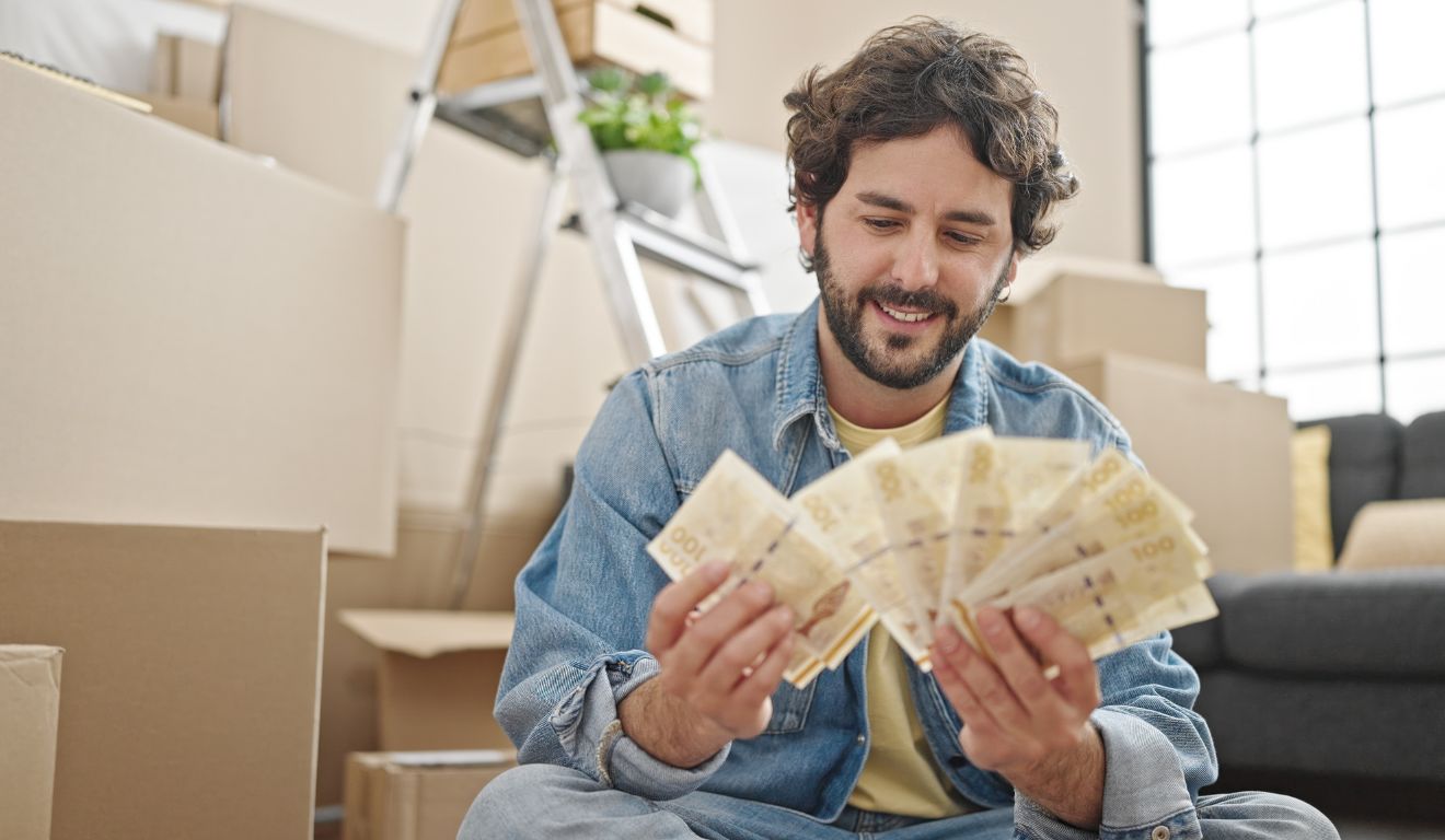 Imagem mostra homem segurando notas de dinheiro após aumento de salário